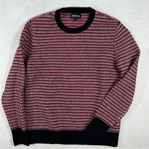 Bonobos Size Medium Wool Blend Men's Black and Red Houndstooth Crewneck Sweater